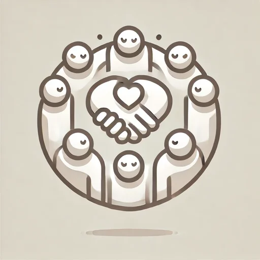 Image representing a group of people and a heart in the middle formed by two hands